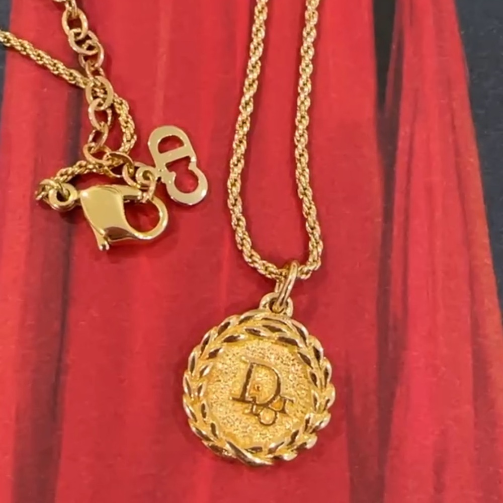 Christian Dior “Dior” Gold Pendant Necklace
